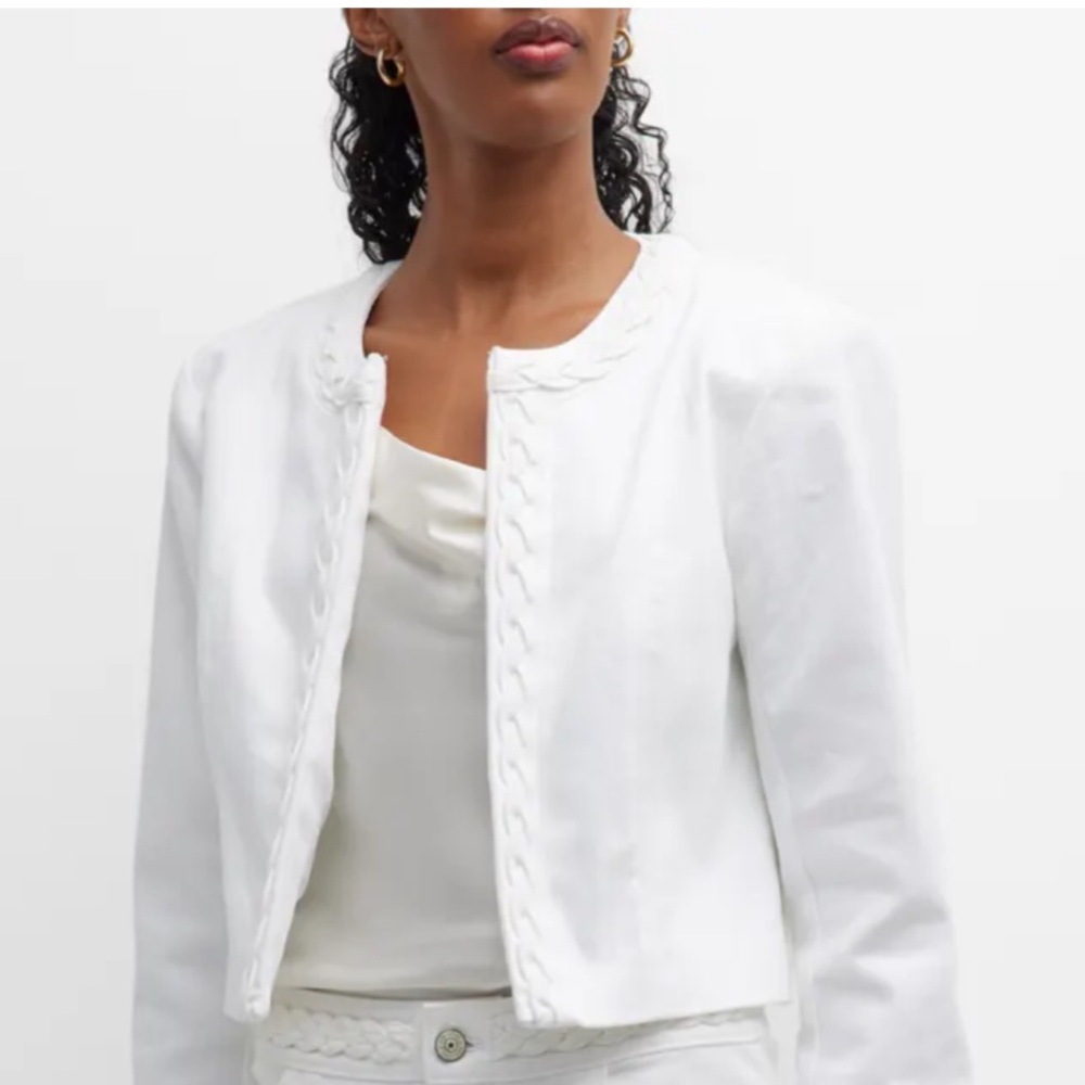 Cinq à Sept Ayala Braided Stretch Denim Crop Jacket size 4